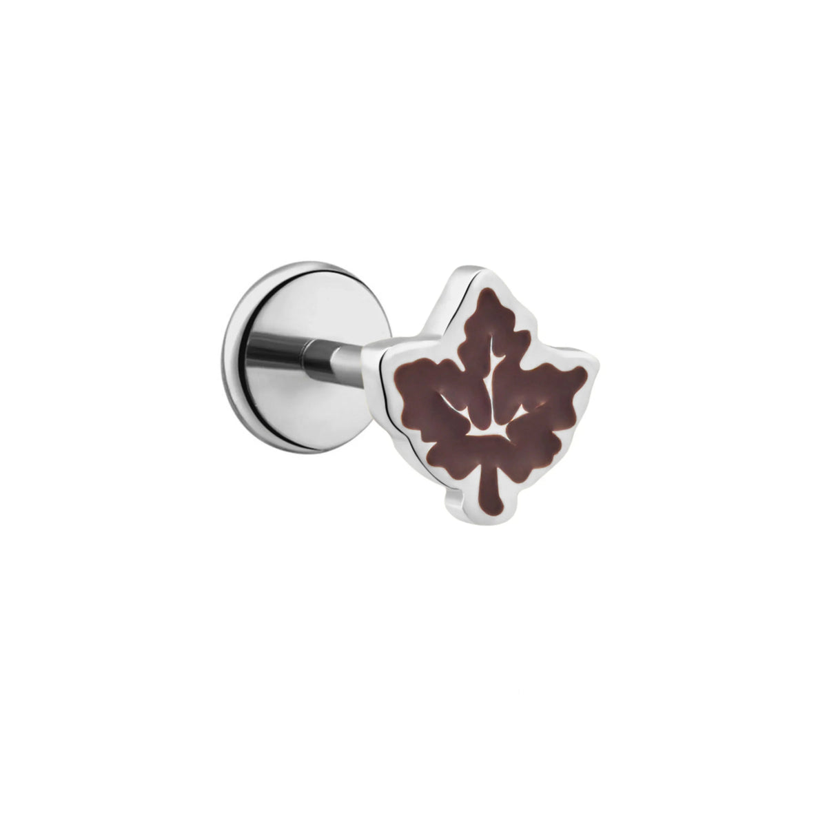 Fall Leaf Enamel Flat Back Stud - Brown