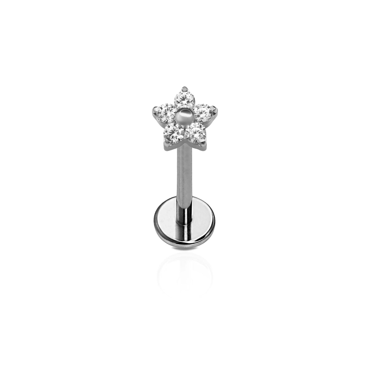 CZ Bloom Flat Back Stud - Clear