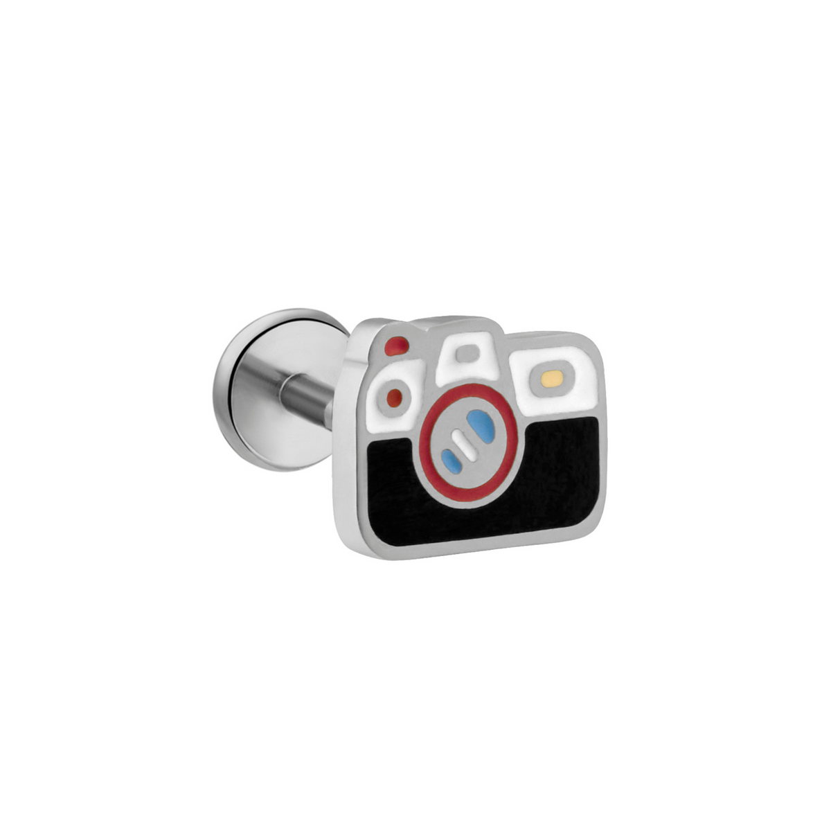 Camera Enamel Flat Back Stud