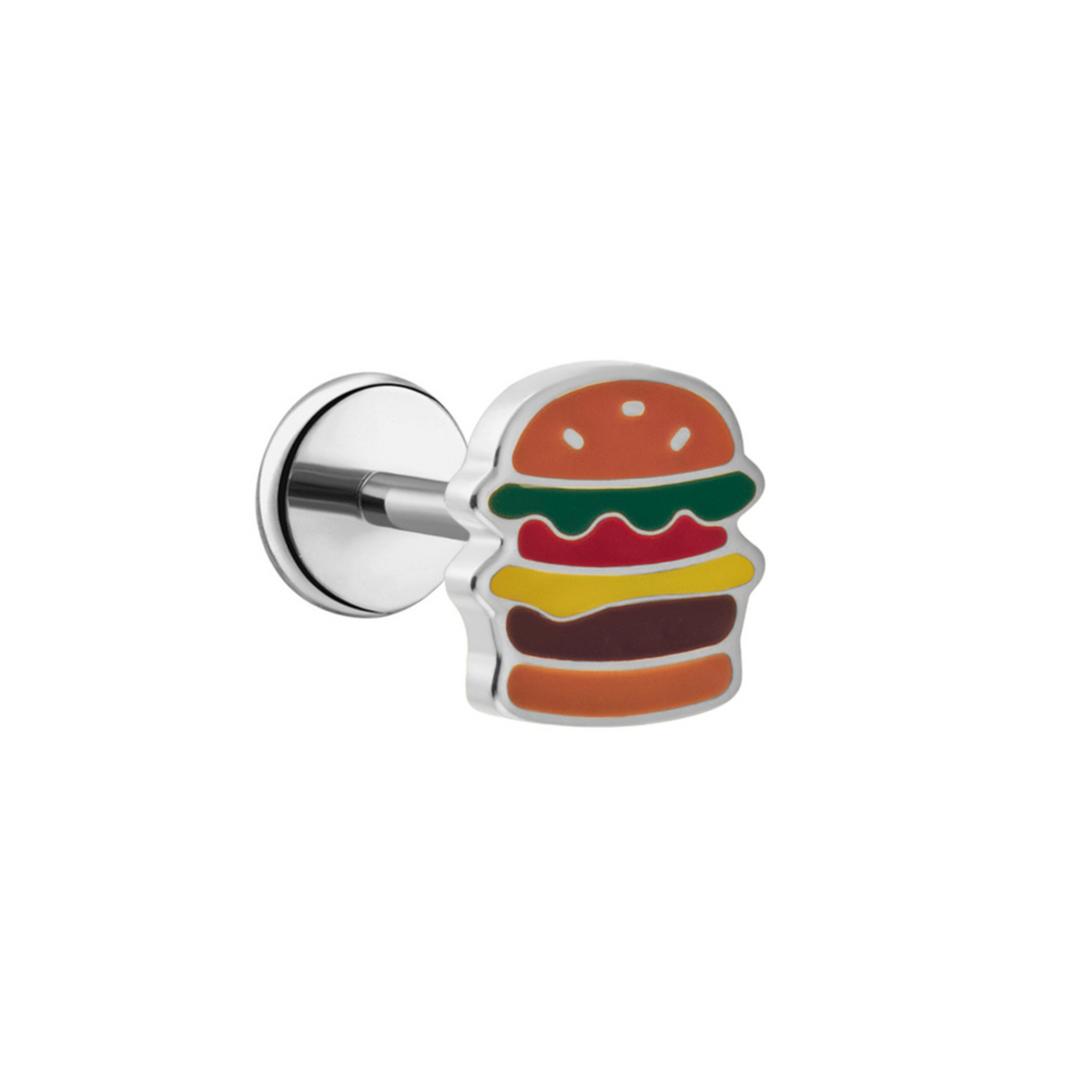 Cheeseburger Enamel Flat Back Stud