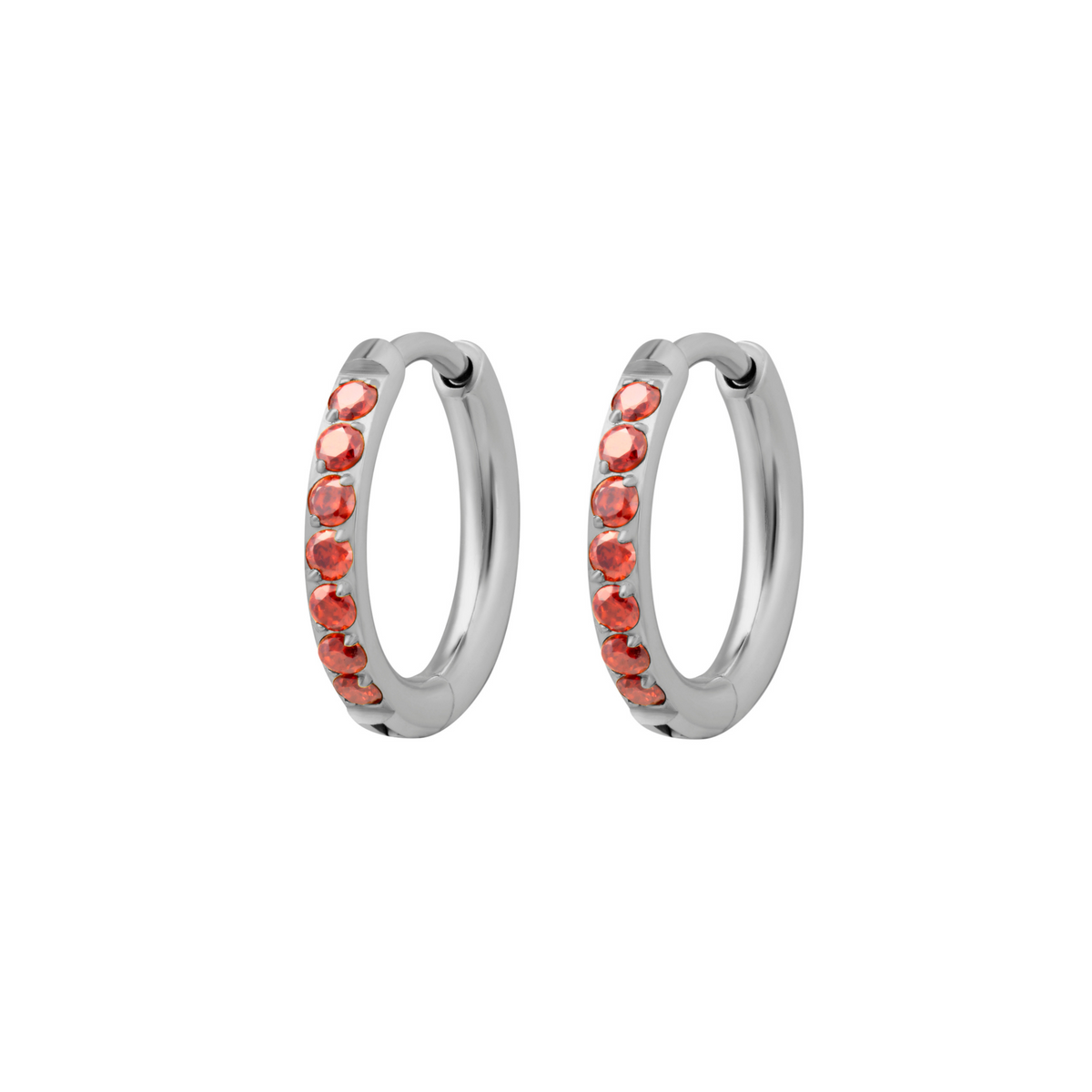 Titanium Celestial Hoops - Garnet