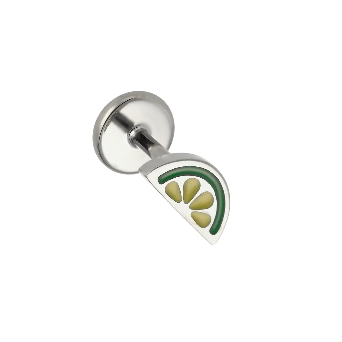 Lime Slice Enamel Flat Back Stud
