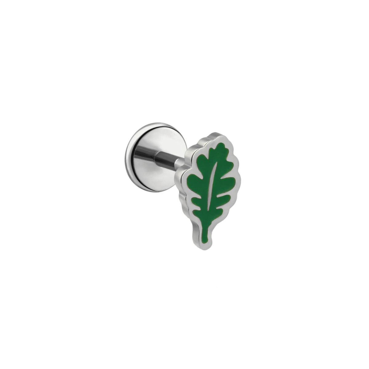 Oak Leaf Enamel Flat Back Stud