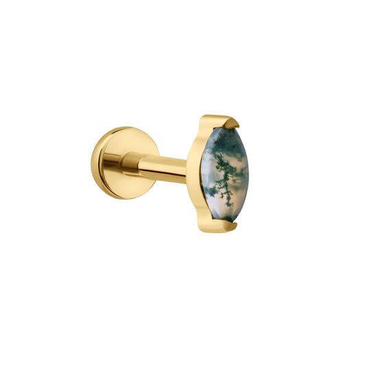 Moss Agate Marquise Flat Back