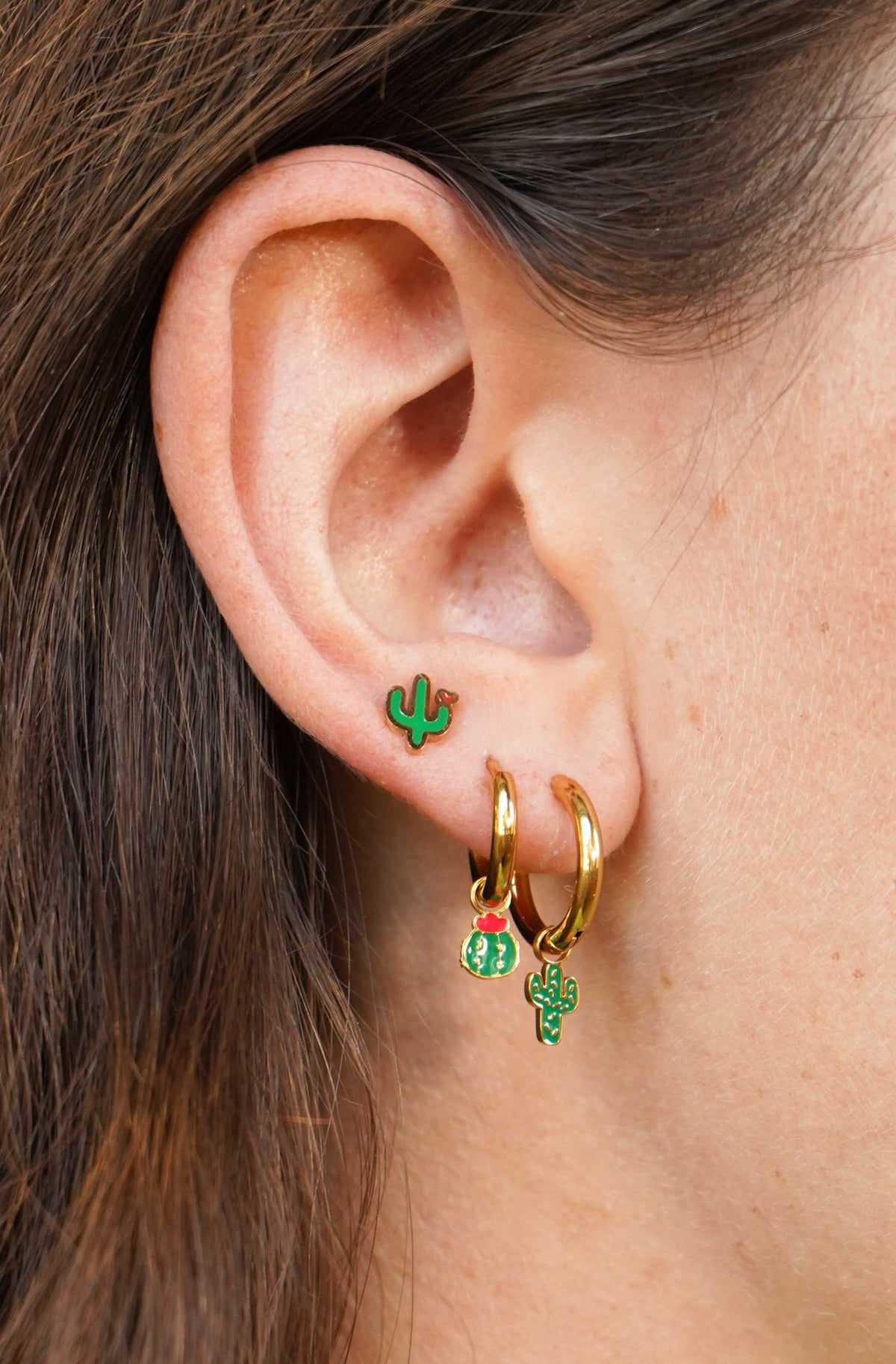 Cactus Love Enamel Flat Back Stud