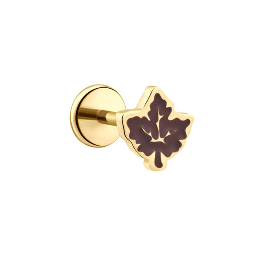 Fall Leaf Enamel Flat Back Stud - Brown