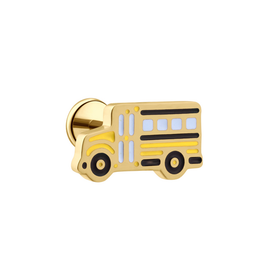 School Bus Enamel Flat Back Stud