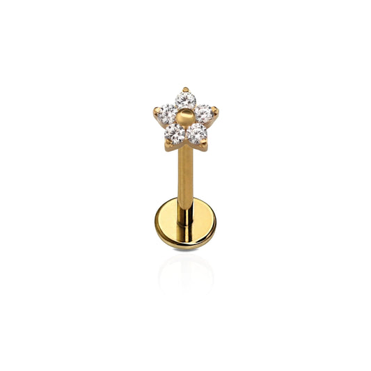 CZ Bloom Flat Back Stud - Clear