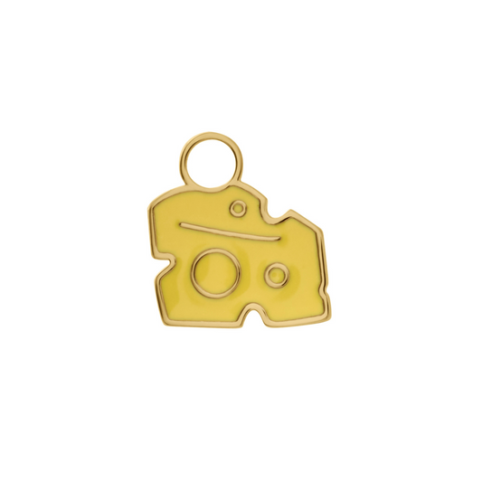 Cheese Wedge Enamel Hoop Charm