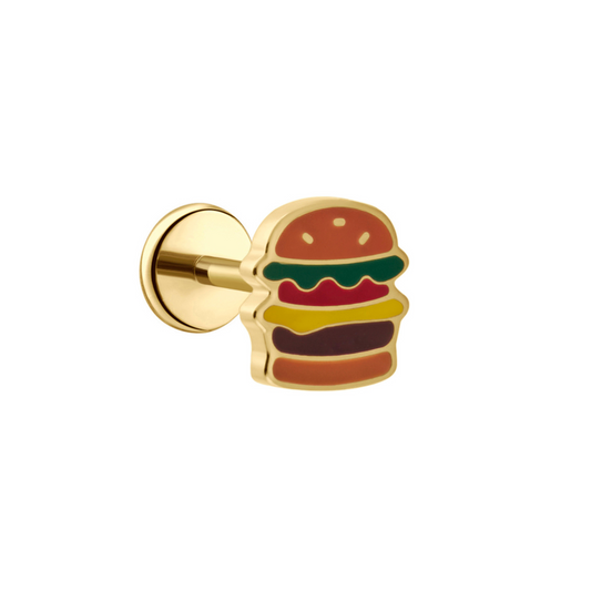 Cheeseburger Enamel Flat Back Stud