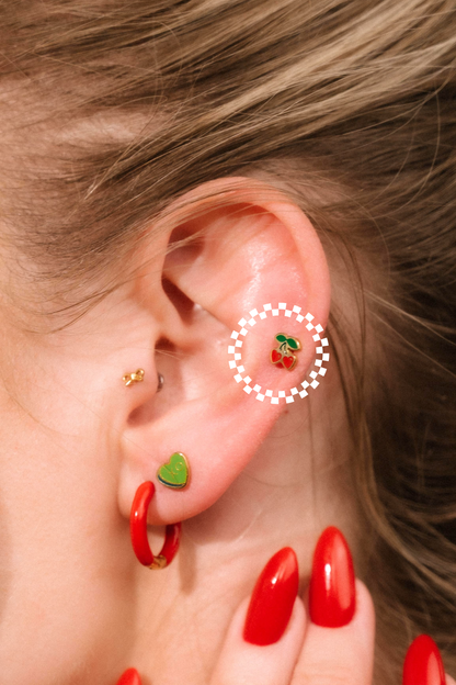 Cherry Heart Flat Back Stud