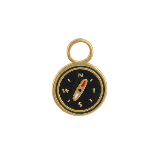Compass Enamel Hoop Charm