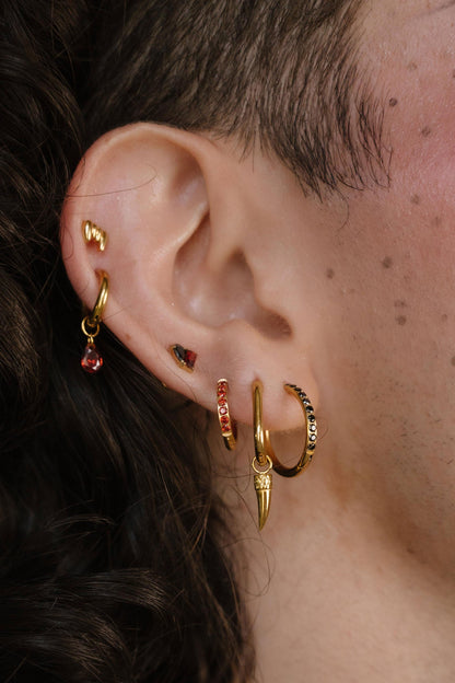 Titanium Celestial Hoops - Garnet