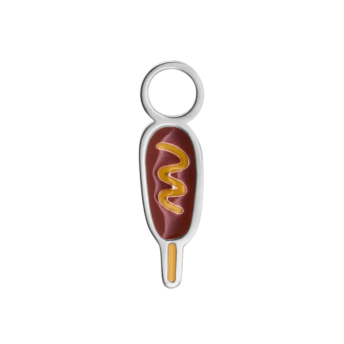 Corn Dog Enamel Hoop Charm