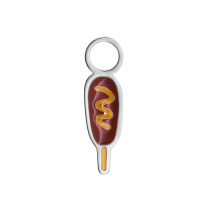 Corn Dog Enamel Hoop Charm