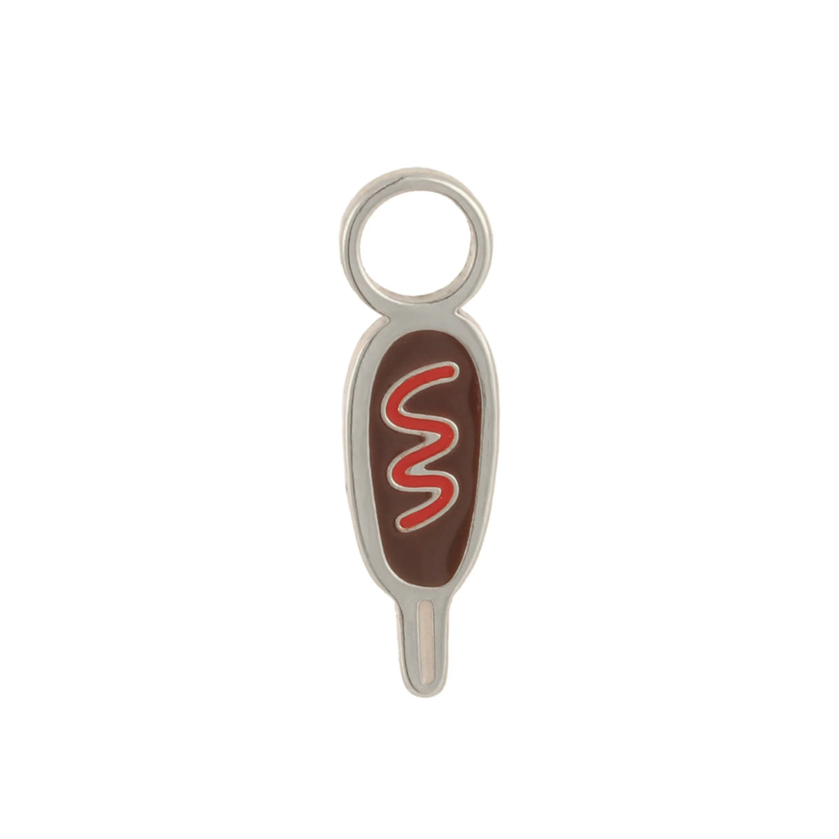 Corn Dog Enamel Hoop Charm