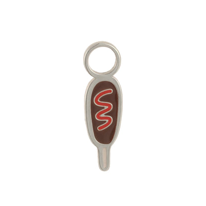 Corn Dog Enamel Hoop Charm