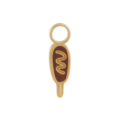 Corn Dog Enamel Hoop Charm