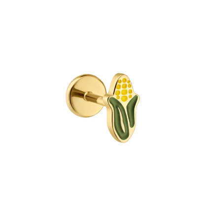 Ear of Corn Enamel Flat Back Stud