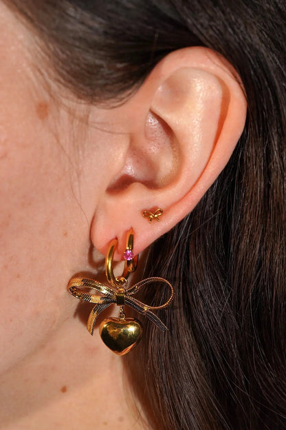 Titanium Solitaire Hoops - Rose
