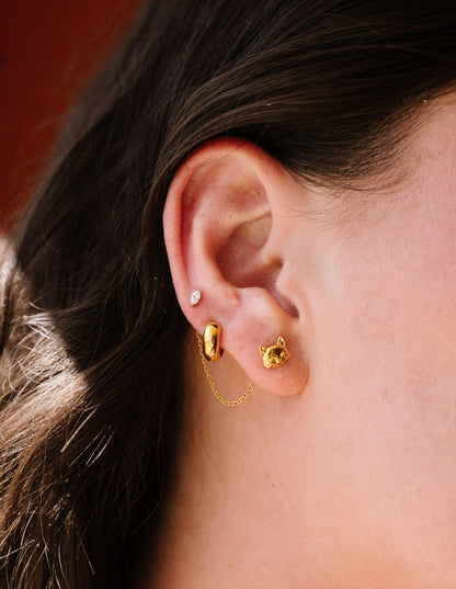 Cat Face Flat Back Stud