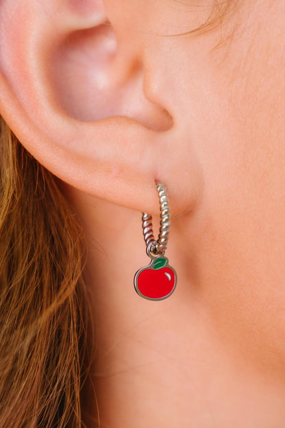 Red Apple Hoop Charm