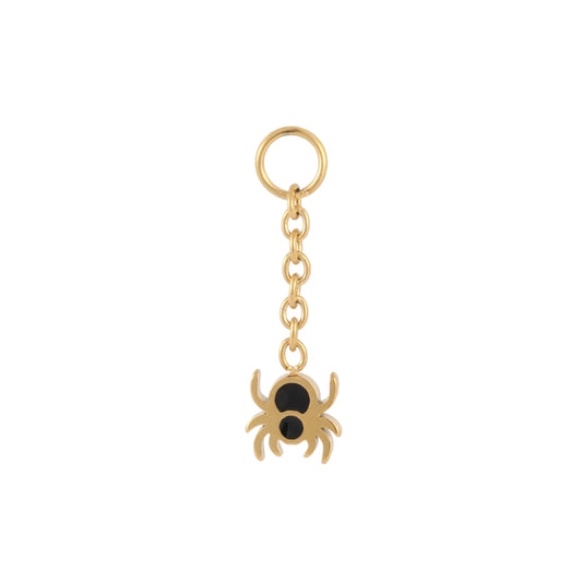 Dangling Spider Enamel Hoop Charm