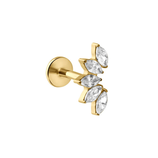 Deco Marquise Fan Flat Back Stud - Clear