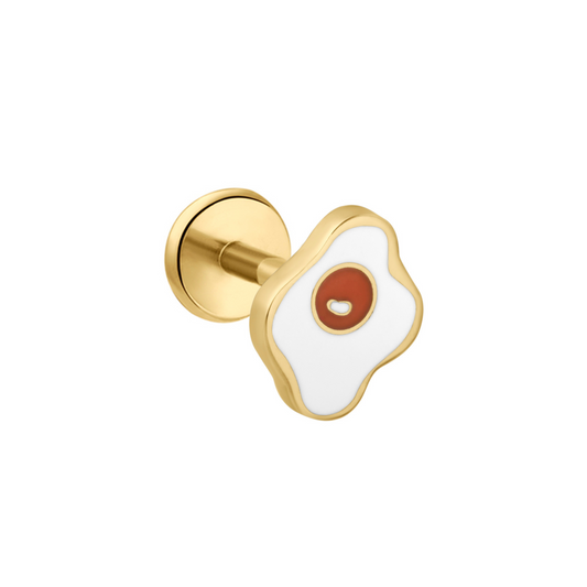 Fried Egg Enamel Flat Back Stud