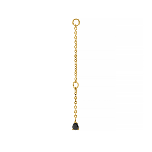 Gem Drop Flat Back Stud Connector Chain - Onyx
