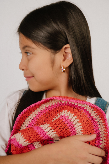 Patchwork Titanium Enamel Hoops