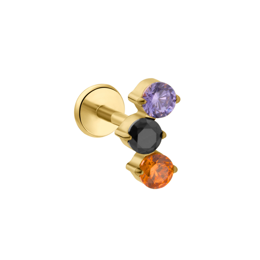 Crescent Trio Flat Back Stud