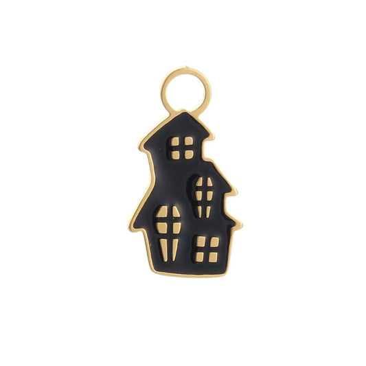 Haunted House Enamel Hoop Charm