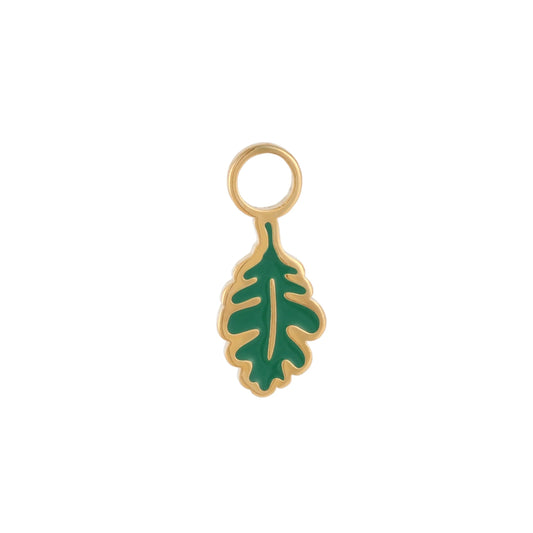Oak Leaf Enamel Hoop Charm