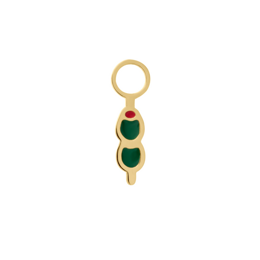 Olive Pick Enamel Hoop Charm
