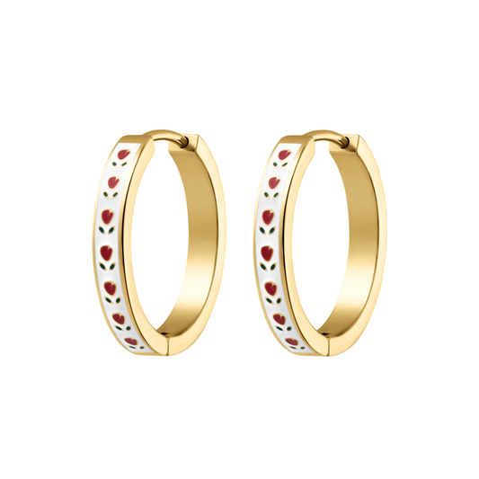 Rose Petal Enamel Hoops
