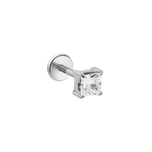 3mm Square CZ Flat Back Stud