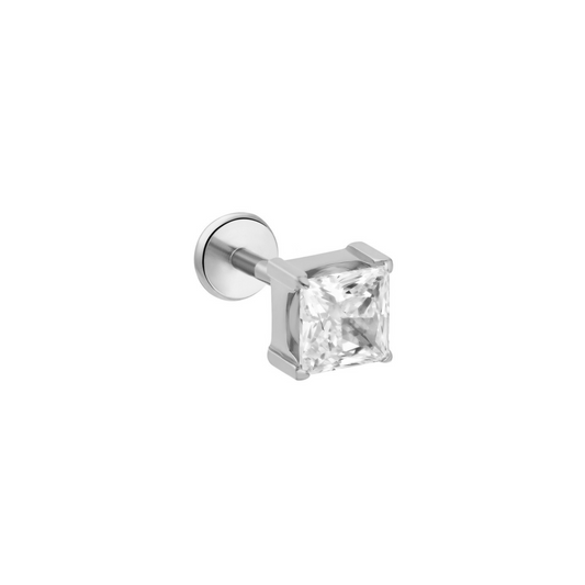 4mm Square CZ Flat Back Stud