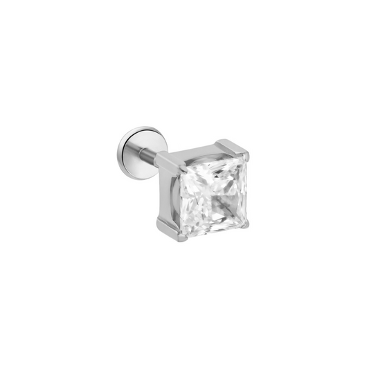 5mm Square CZ Flat Back Stud