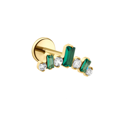 Tiara Flat Back Stud - Emerald