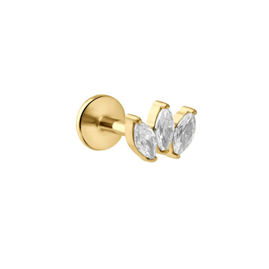 Marquise Trio Flat Back Stud - Clear