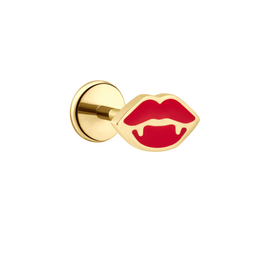 Vampire Lips Enamel Flat Back Stud