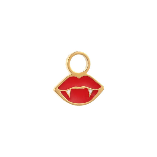 Vampire Lips Enamel Hoop Charm