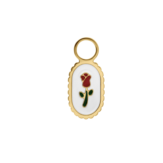 Vintage Rose Enamel Hoop Charm