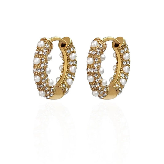 Angelic Diamond and Pearl Hoops